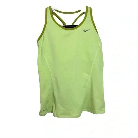 Nike Dri-FIT Tank Top Racerback Athletic Neon Green Running Workout Size XS - Picture 2 of 7